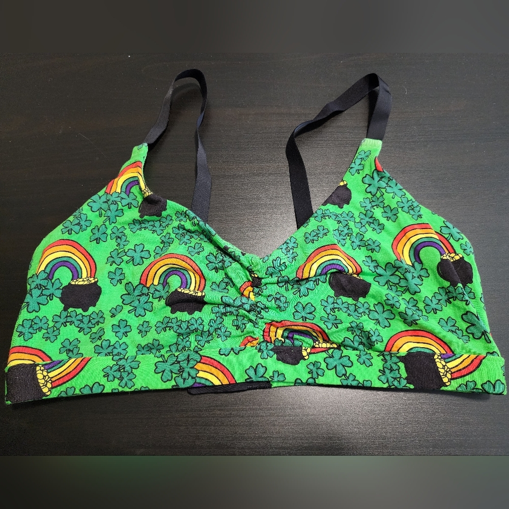 MeUndies Green Bralette with Rainbow Accents